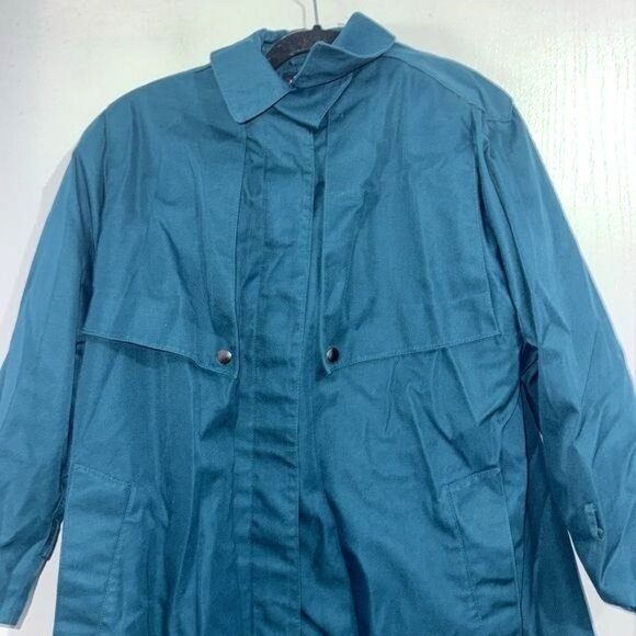 J.G. Hook Womens Teal Trench Coat Size 6 Demi Petite Polyester Wool Blend - Picture 2 of 12
